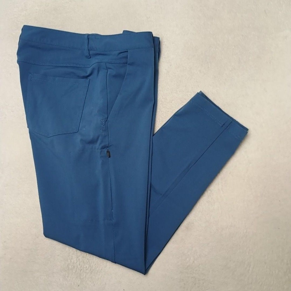 BYLT Pants Mens XL Blue Everyday 2.0 Slim Stretch Pockets Zip Tech Golf Work